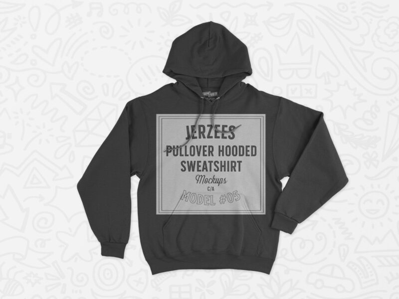 Jerzees Brand Pullover Hooded Sweatshirt Mockup