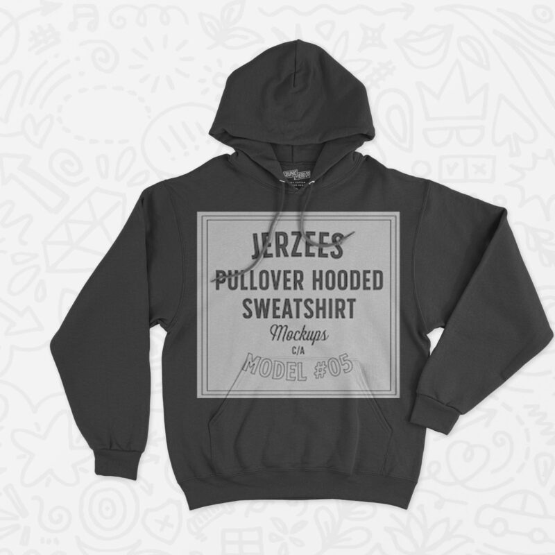 Jerzees Brand Pullover Hooded Sweatshirt Mockup